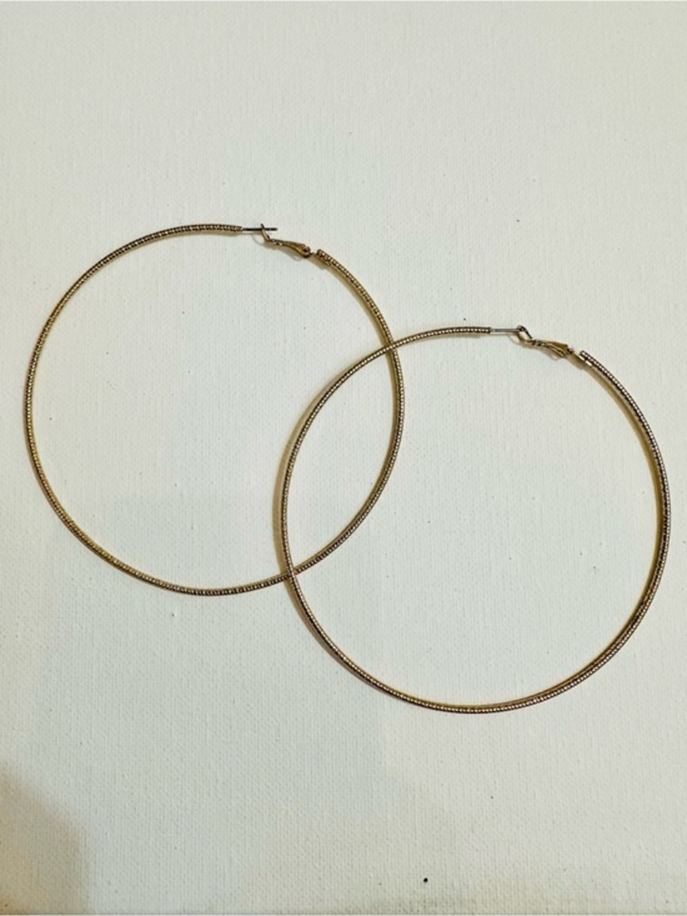 Gold Tone Textured Oversized Hoop Earrings